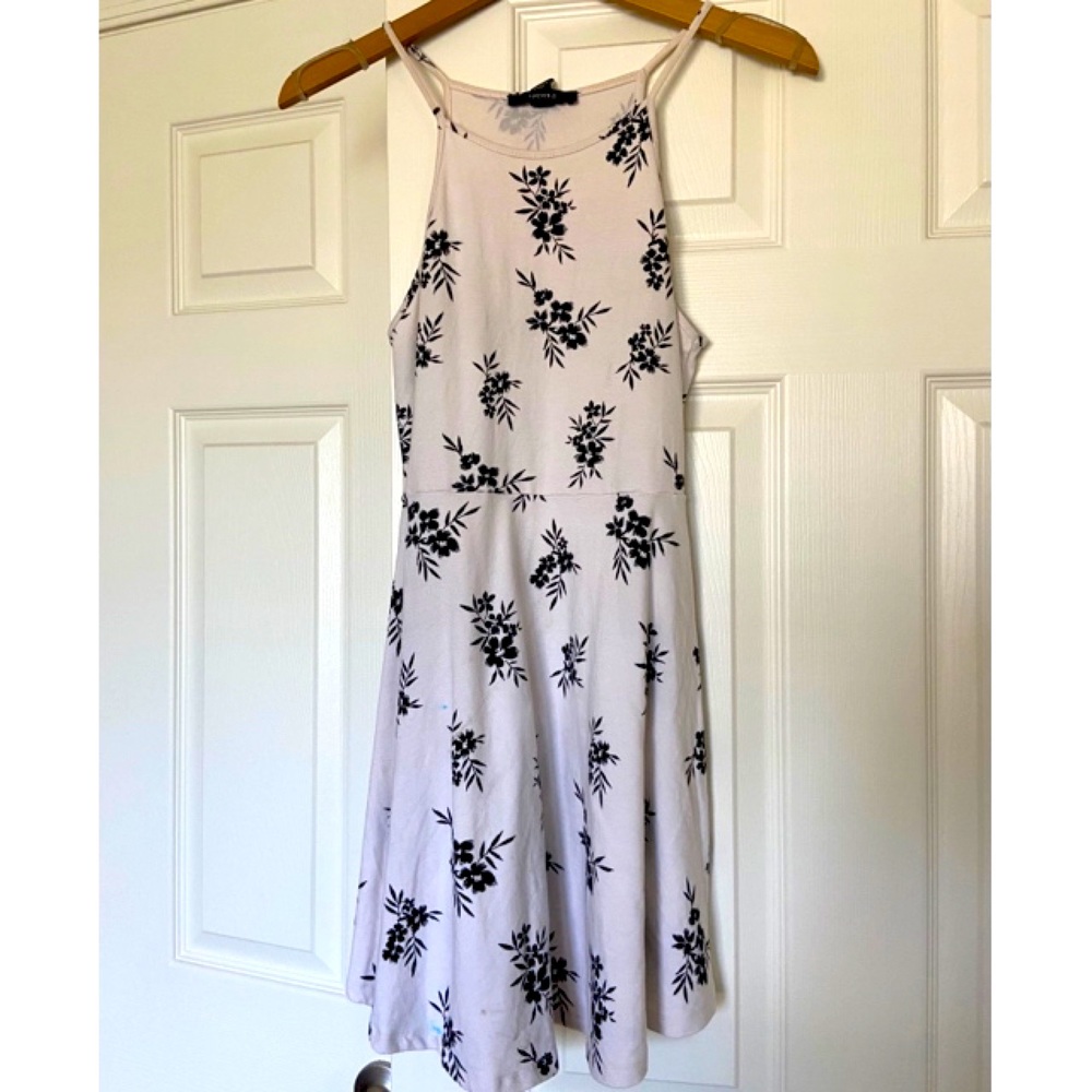 Black and white floral skater mini dress